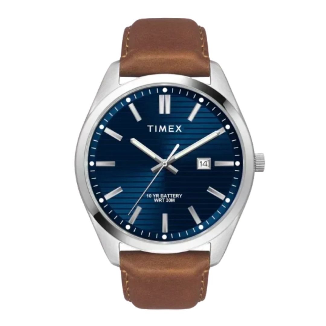 Timex TWTG10408 Men Analog Blue Round Brass Dial Watch