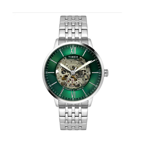 Timex Trend Men Automatic Green Round Stainless Steel Dial Watch - TWEG23502