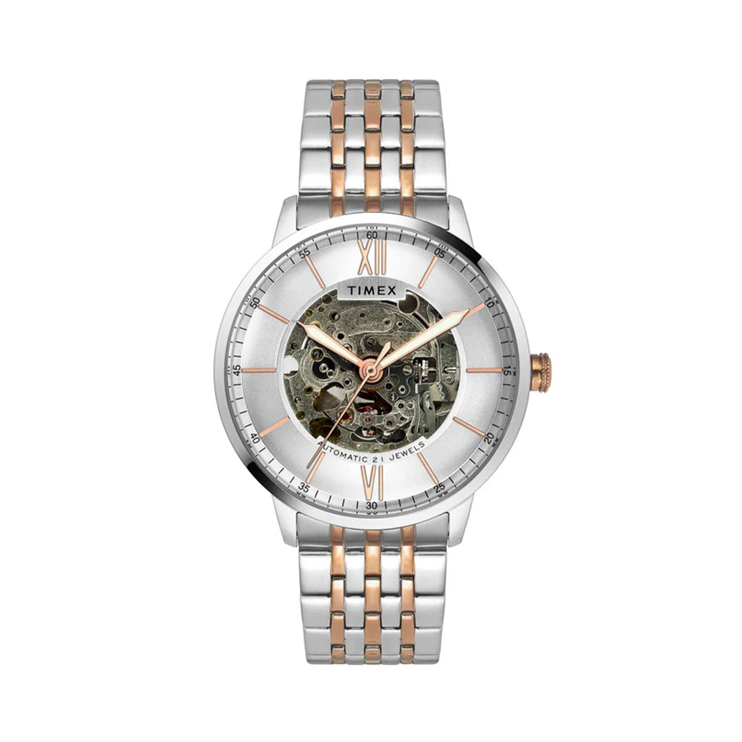 Timex Trend Men Automatic Silver Round Stainless Steel Dial Watch - TWEG23503