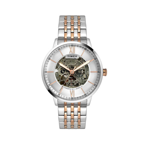 Timex Trend Men Automatic Silver Round Stainless Steel Dial Watch - TWEG23503