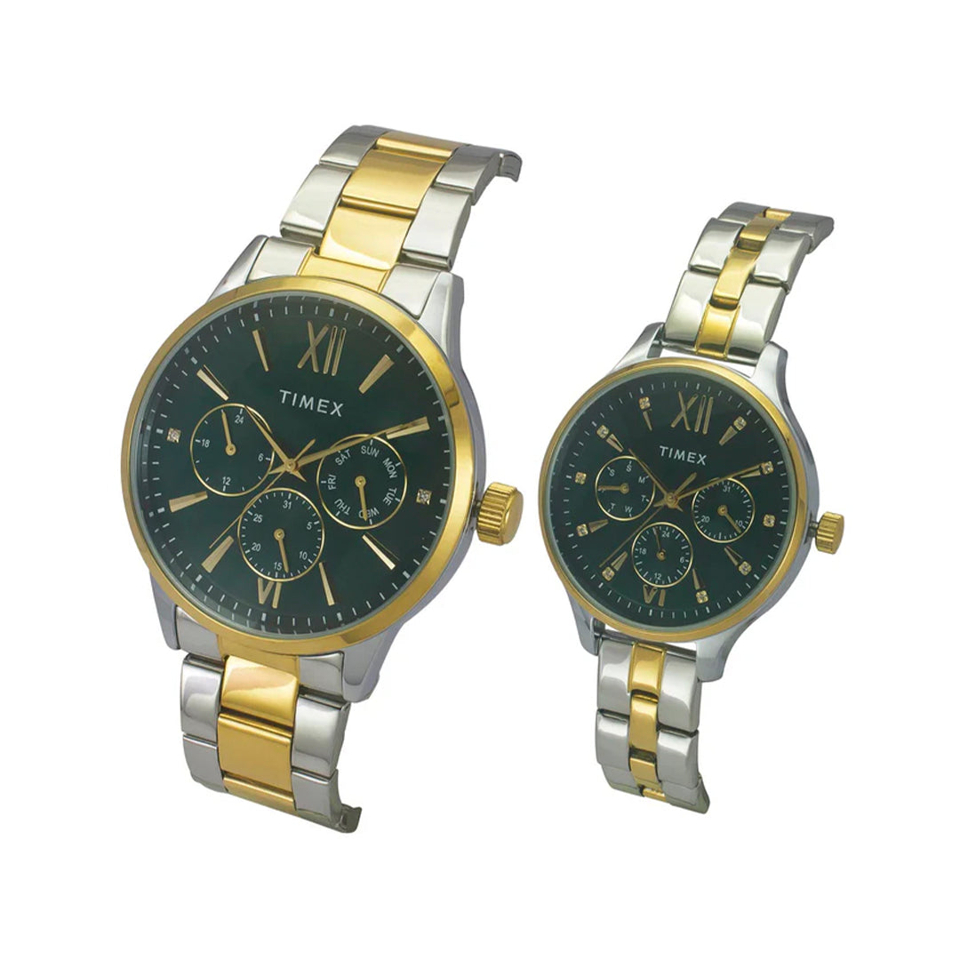 Timex Unisex Teal Round Dial Analog Pair Watches - TW00PR315
