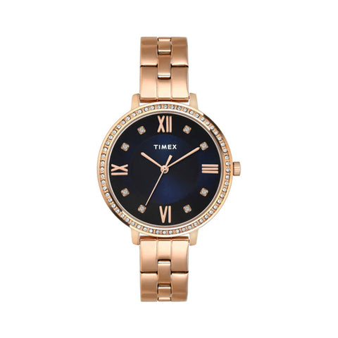 Timex Women Blue Round Analog Dial Watch- TWEL14709