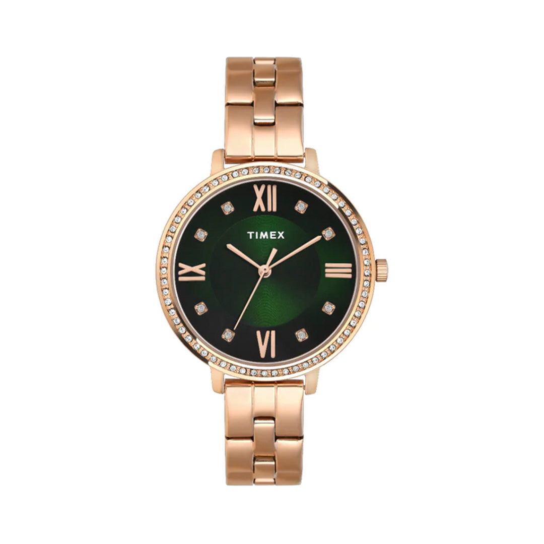 Timex Women Green Round Analog Dial Watch- TWEL14710