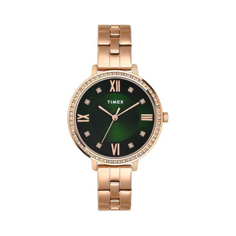 Timex Women Green Round Analog Dial Watch- TWEL14710