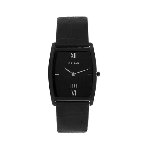 Titan 1044NL01 Quartz Analog Black Dial Leather Strap Watch for Men