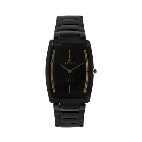 Titan 1044NM01 Edge Black Tonneau Dial Analog Stainless Steel Strap Watch for Men