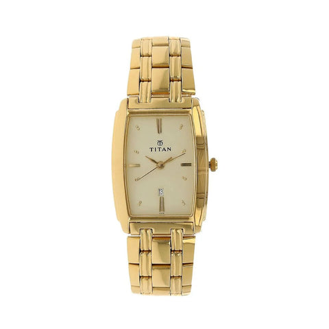Titan 1163YM02 Quartz Analog with Date Champagne Dial Stainless Steel Strap Watch for Men