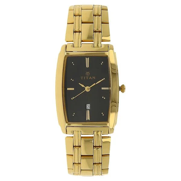 Titan 1163YM03 Analog with Date Black Dial Metal Strap watch for Men