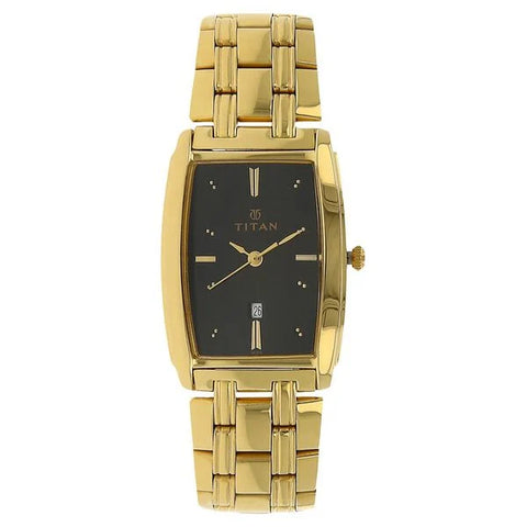 Titan 1163YM03 Analog with Date Black Dial Metal Strap watch for Men