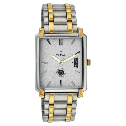 Titan 1506BM02 Quartz Analog with Day and Date Silver Dial Watch for Men