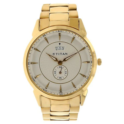 Titan 1875YM01 Regalia Opulent Analog with Day and Date Black Dial Watch for Men