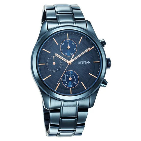 Titan 1805QM01 Neo Splash Blue Dial Quartz Multifunction Stainless Steel Strap watch for Men