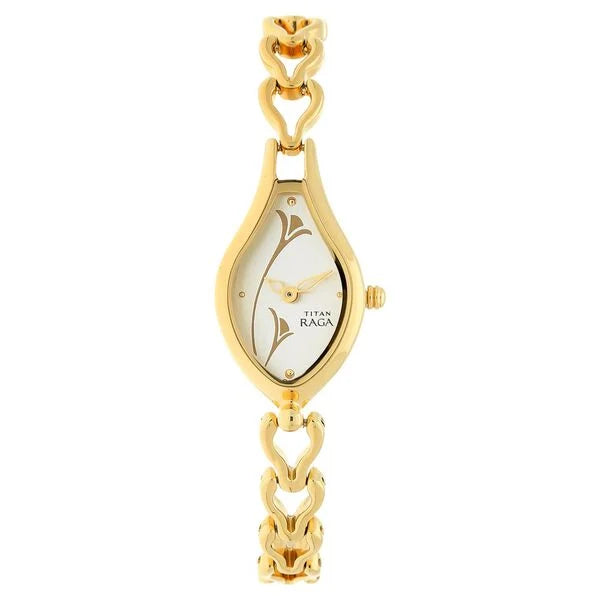 Titan 2457YM01 Raga White Dial Women Watch With Metal Strap