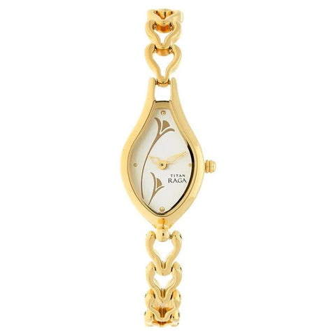 Titan 2457YM01 Raga White Dial Women Watch With Metal Strap