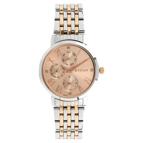 Titan 2569KM02 Workwear Rose Gold Dial Women Watch With Stainless Steel Strap