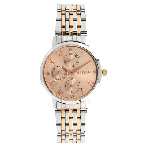Titan 2569KM02 Workwear Rose Gold Dial Women Watch With Stainless Steel Strap