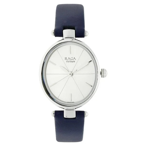 Titan 2579SL01 Raga Viva Silver Dial Analog Leather Strap watch for Women