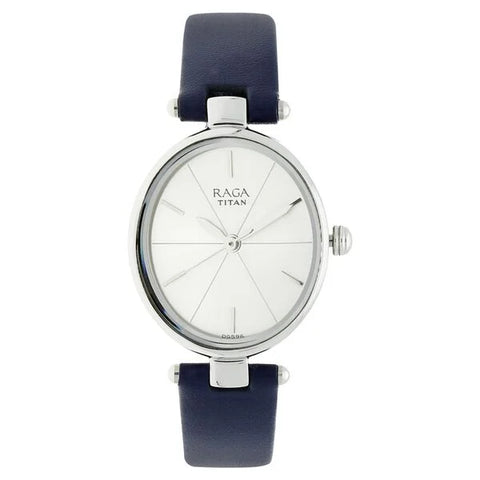 Titan 2579SL01 Raga Viva Silver Dial Analog Leather Strap watch for Women