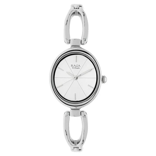 Titan 2579SM01 Raga Viva Silver Dial Analog Metal Strap Watch for Women