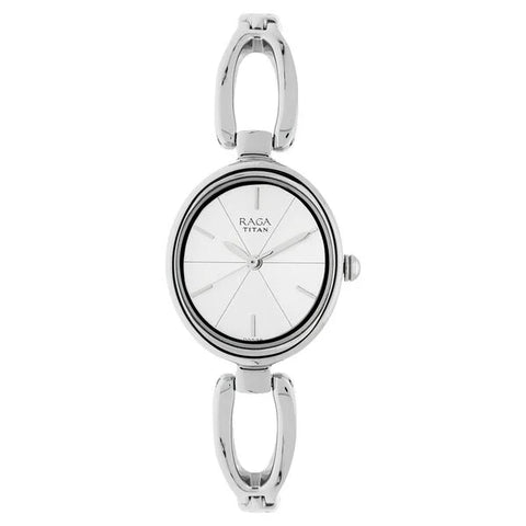 Titan 2579SM01 Raga Viva Silver Dial Analog Metal Strap Watch for Women