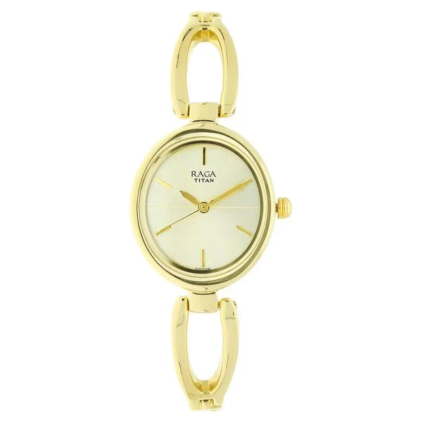 Titan 2579YM01 Raga Viva Champagne Dial Women Watch With Metal Strap