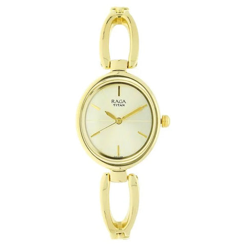 Titan 2579YM01 Raga Viva Champagne Dial Women Watch With Metal Strap