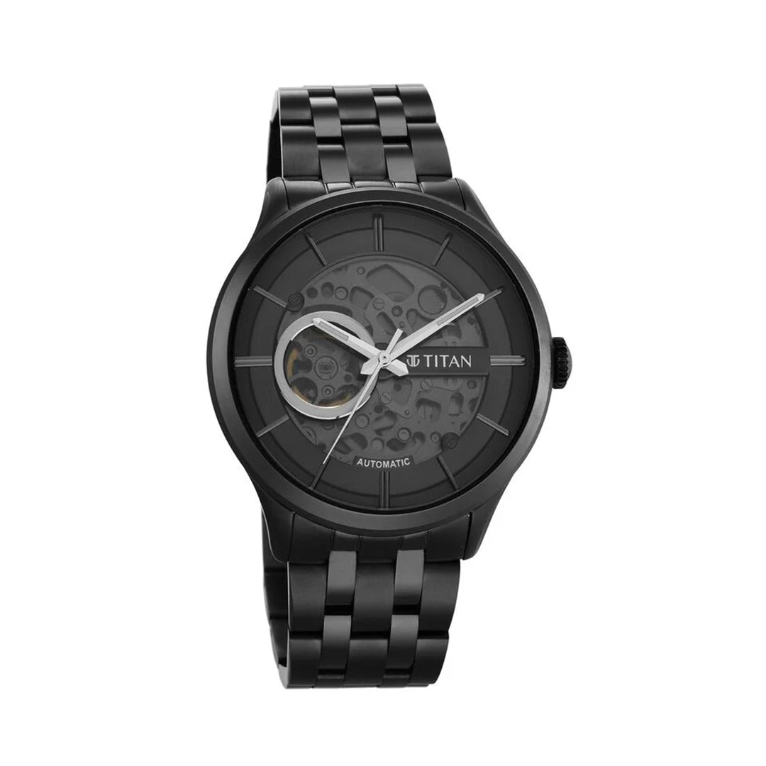 Titan 90140QM02 Metal Mechanicals Grey Dial Automatic Stainless Steel Strap watch for Men