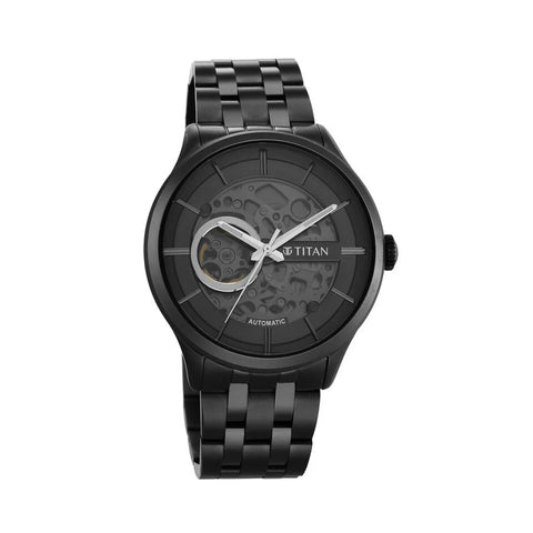 Titan 90140QM02 Metal Mechanicals Grey Dial Automatic Stainless Steel Strap watch for Men
