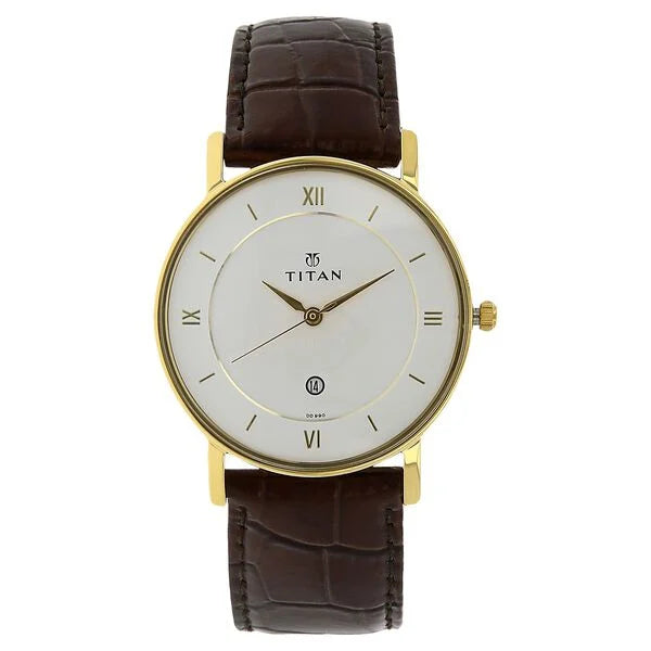 Titan 9162YL01 Quartz Analog Leather Strap Watch for Men