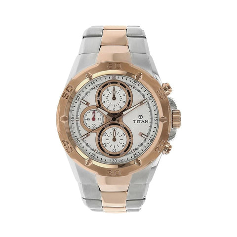 Titan 9308KM01 Regallia Rose Gold Chronograph Stainless Steel Strap Watch for Men