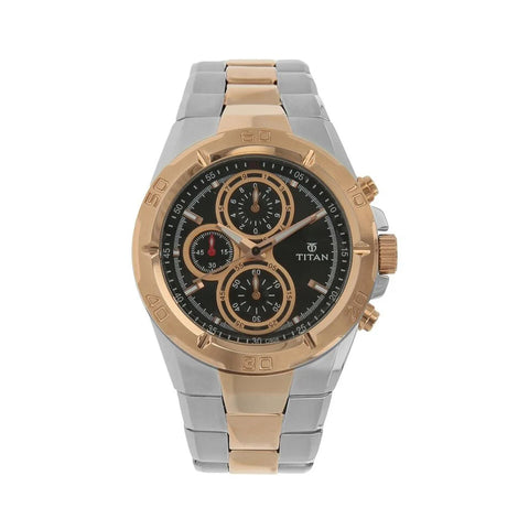 Titan 9308KM02 Regalia Black Dial Chronograph Stainless Steel Strap watch for Men