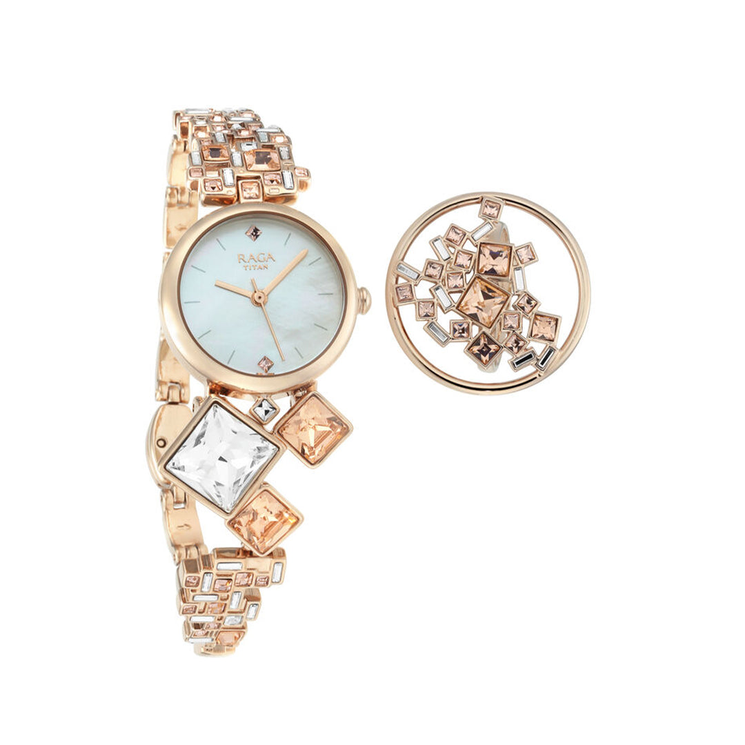 Titan 95106WM01 Raga Cocktails Mother of Pearl Dial Women Watch With Metal Strap