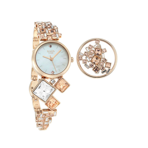 Titan 95106WM01 Raga Cocktails Mother of Pearl Dial Women Watch With Metal Strap