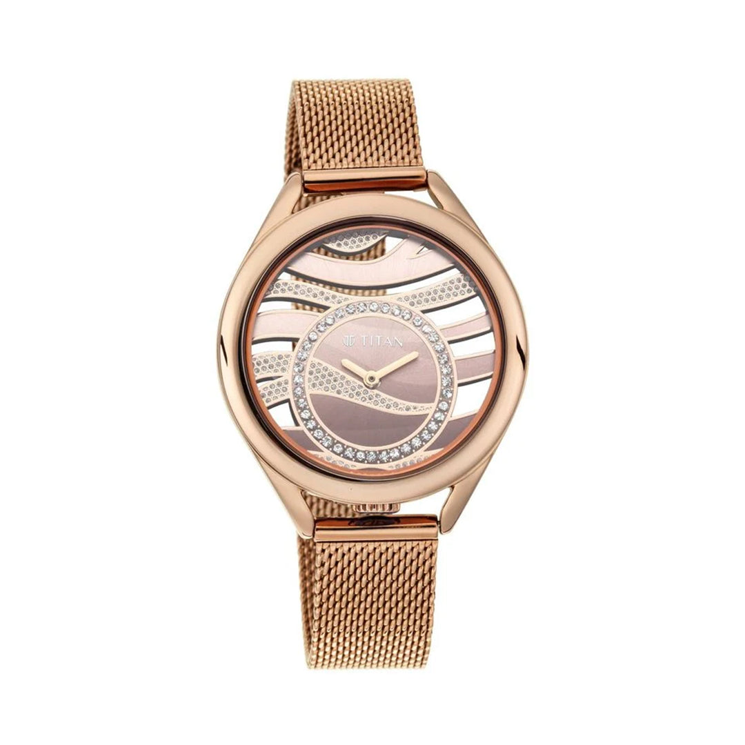 Titan 95130QM01 Animalia Quartz Analog Stainless Steel Strap Watch for Women