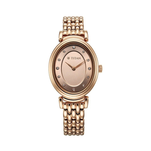 Titan 95242WM01 Aura Quartz Analog Rose Gold Stainless Steel Strap Watch for Women