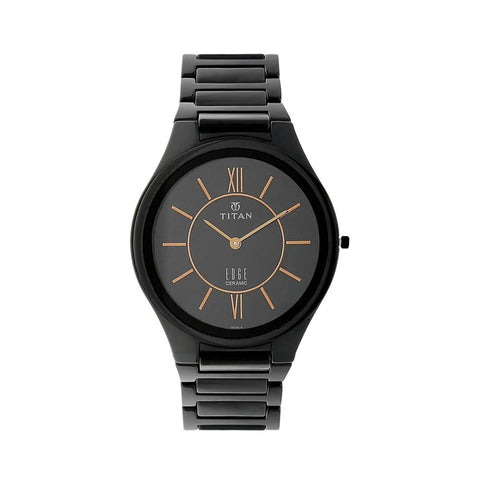 Titan 1696NC01 Edge Ceramic Black Dial Analog Ceramic Strap watch for Men