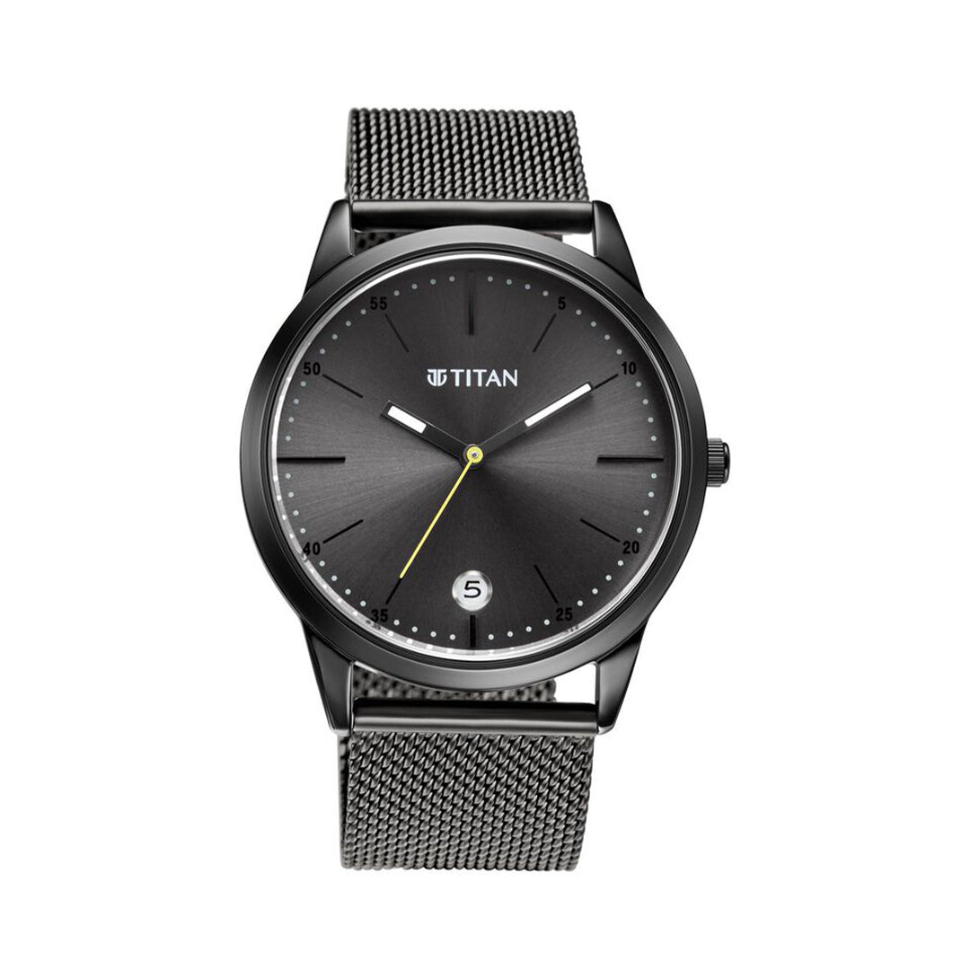 Titan Elmnt Gun Metal Analog Stainless Steel Strap watch for Men 1806QM01