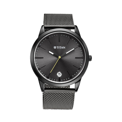 Titan Elmnt Gun Metal Analog Stainless Steel Strap watch for Men 1806QM01