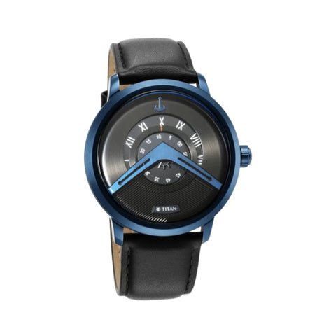 Titan Maritime Black Dial Analog Leather Strap watch for Men 1828QL04