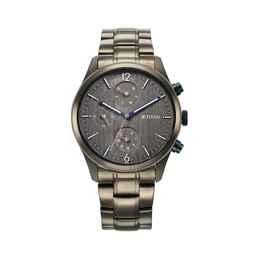 Titan 1805KM07 Neo Splash Quartz Multifunction Anthracite Dial Watch for Men