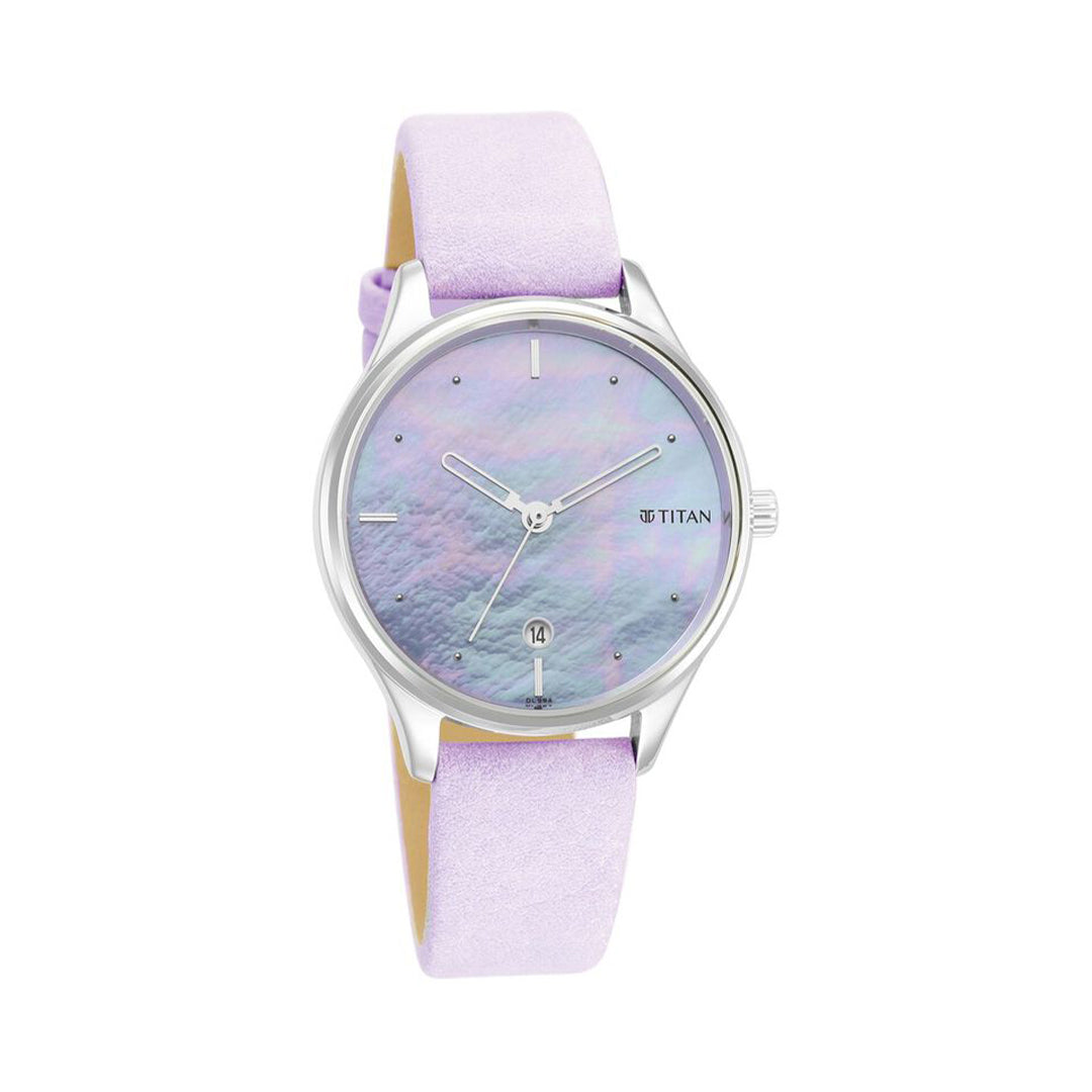 Titan Pastel Dreams Mother Of Pearl Dial Analog Leather Strap watch for Women 2670SL02
