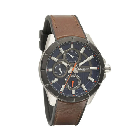 Titan Quartz Multifunction Blue Dial Silicone & Leather Strap Watch for Men 90123KP02
