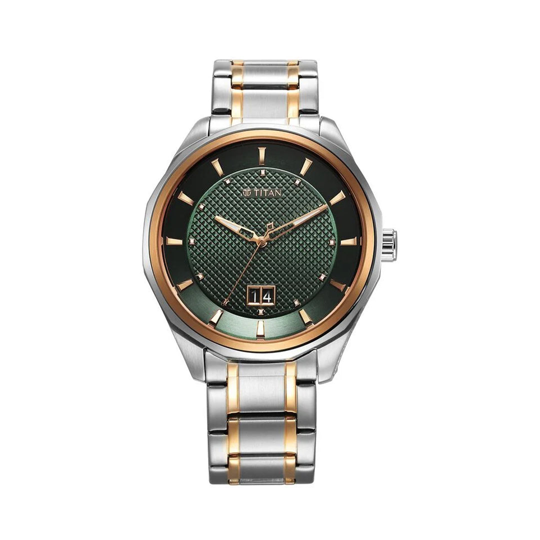 Titan Regalia Opulent Quartz Analog with Date Green Dial With Two Toned Stainless Steel Strap Watch For Men 1829KM06
