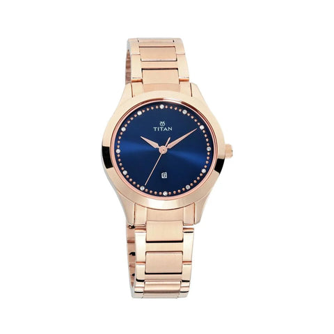 Titan Sparkle Blue Dial Analog with Date Stainless Steel Strap Watch for Women 2570WM05