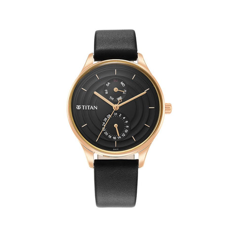 TITAN 2670WL07 Neo Workdays Black Dial Quartz Multifunction Leather Strap watch for Women